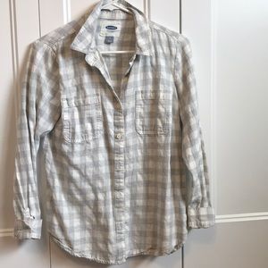 Grey & White Flannel Top